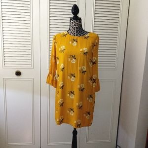 Old Navy size S mustard yellow floral print mini dress
